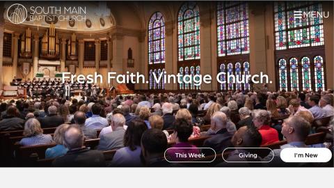 Home page screen shot of South Main Baptist Church website